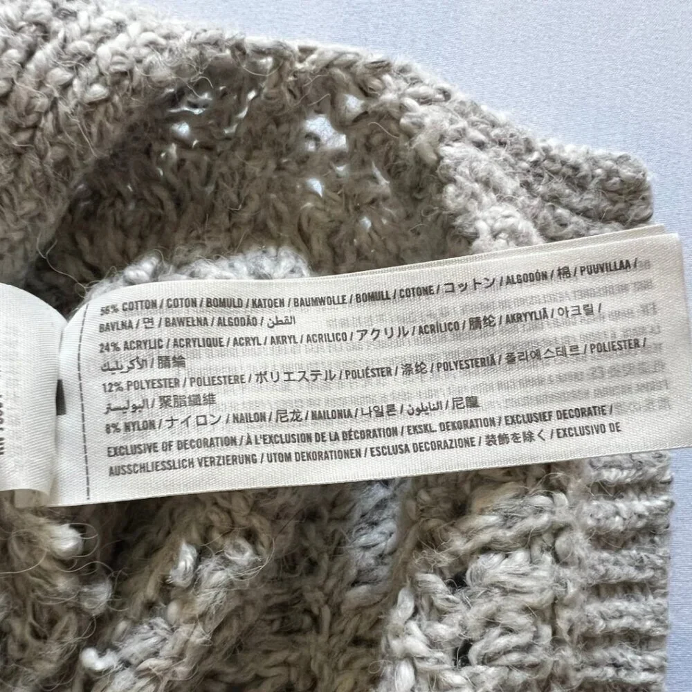 Abercrombie & Fitch Grey Knit Open Stitch Cropped Crewneck Sweater